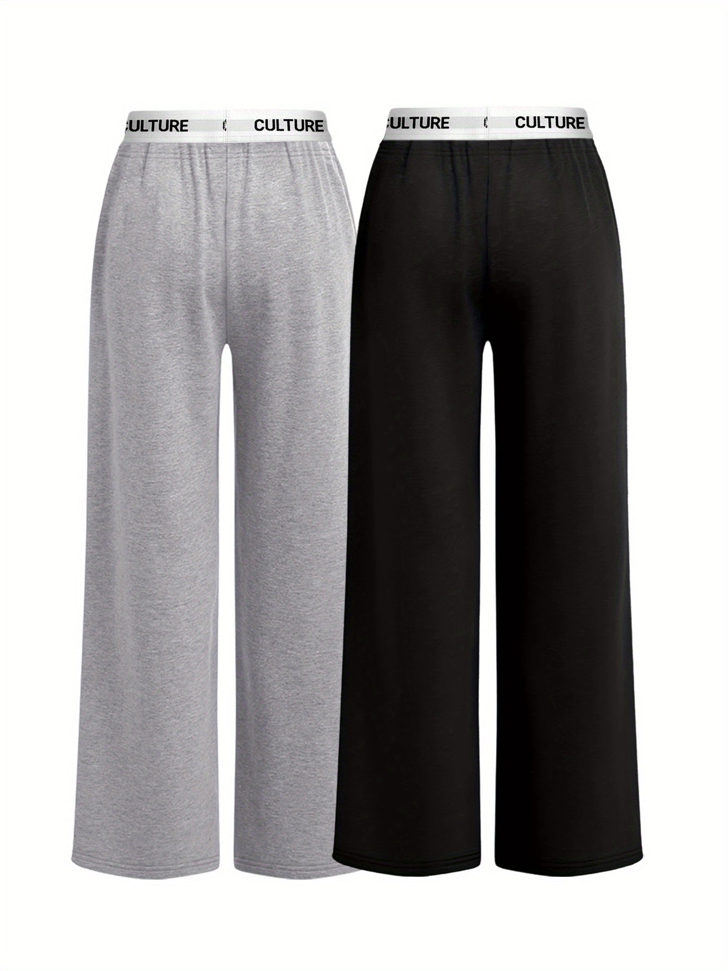 2-Pack High-Waisted Geometric Loose-Fit Sweatpants