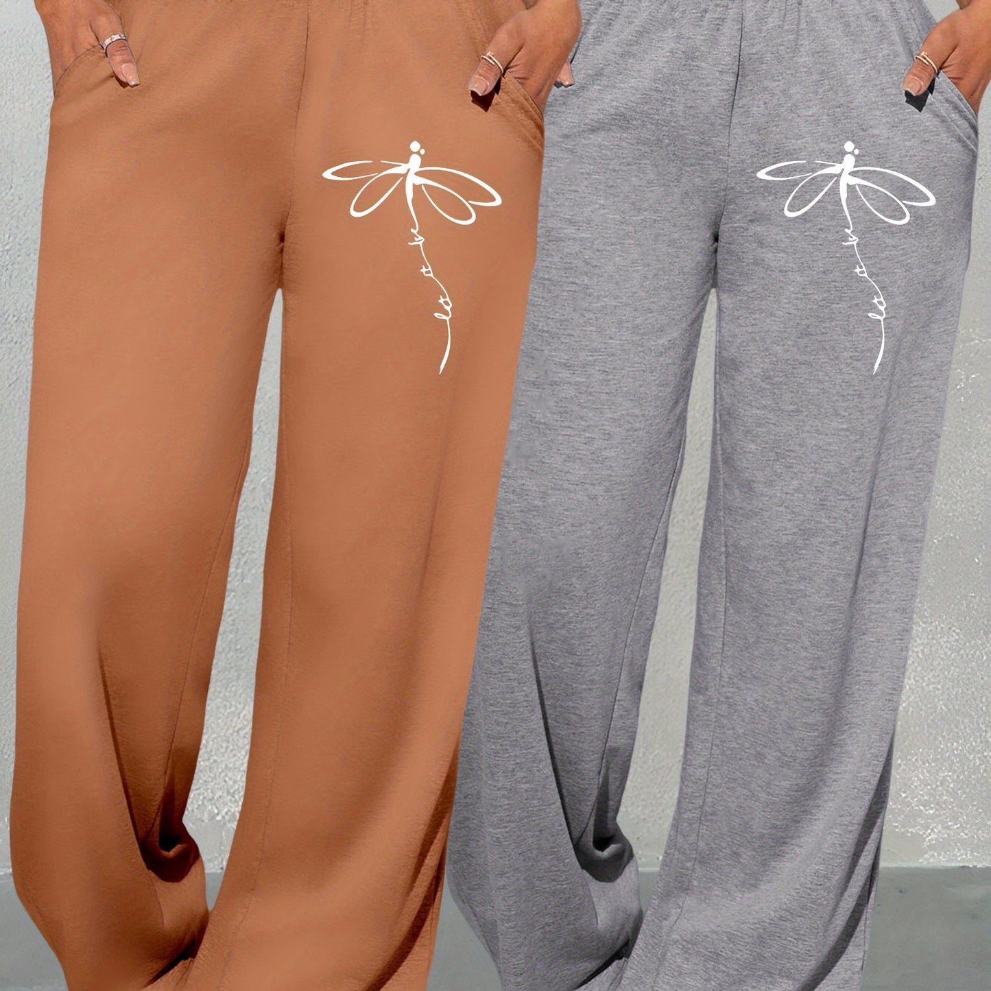 2-Pack High-Waisted Geometric Loose-Fit Sweatpants