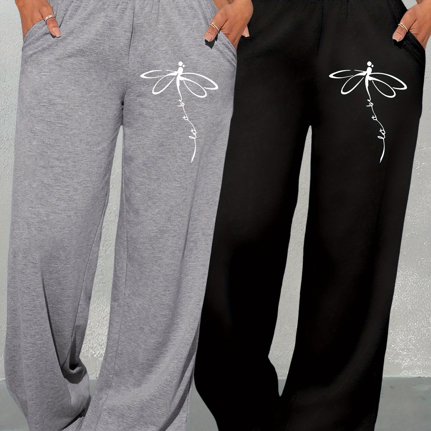 2-Pack High-Waisted Geometric Loose-Fit Sweatpants