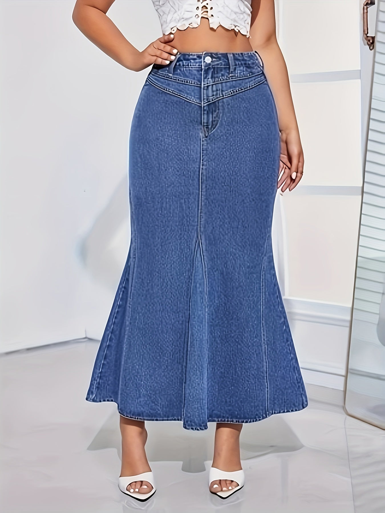 Women's Chic High-Waist Stretch Denim Mermaid Skirt