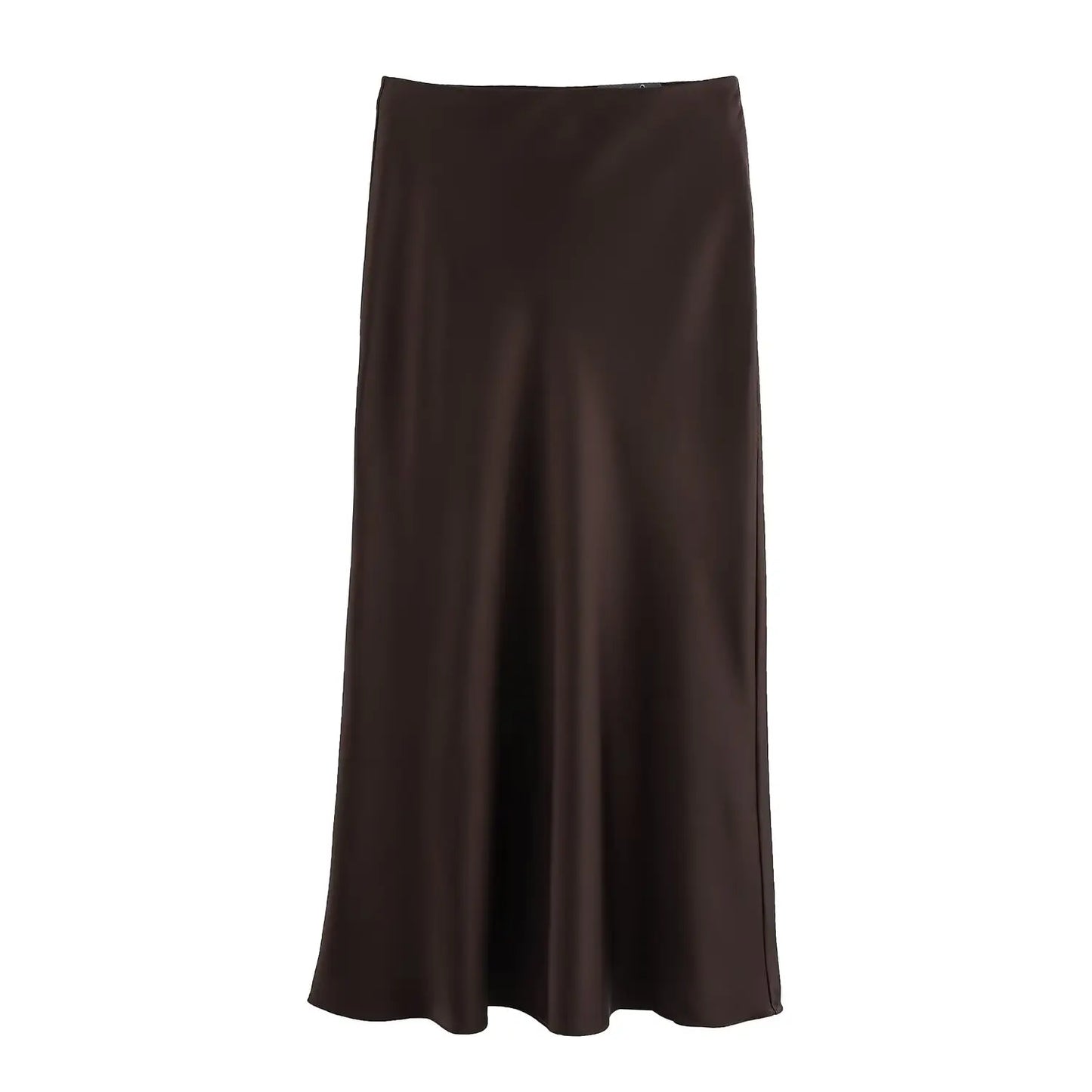 Vintage Satin Solid Long Skirts