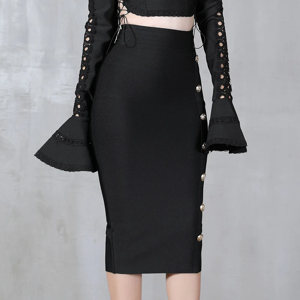 Summer Elegant Midi Pencil Skirt High Waist