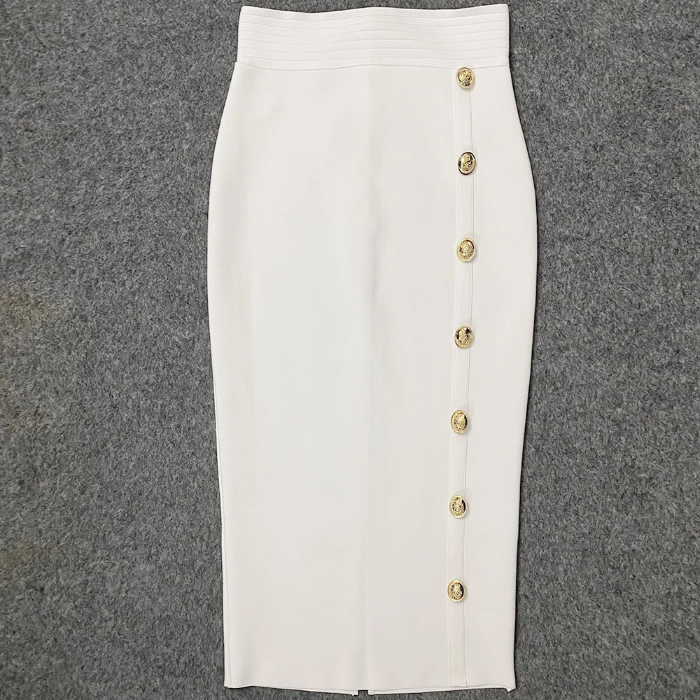 Summer Elegant Midi Pencil Skirt High Waist