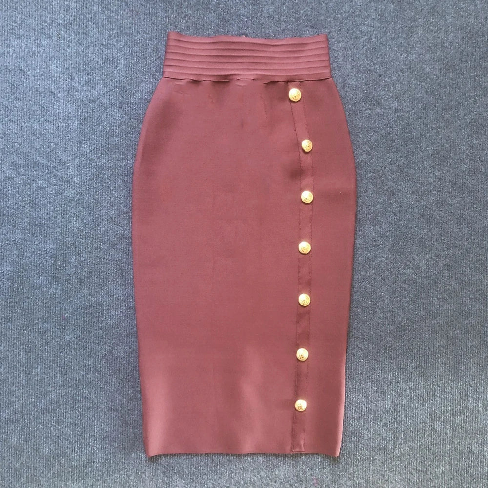 Summer Elegant Midi Pencil Skirt High Waist