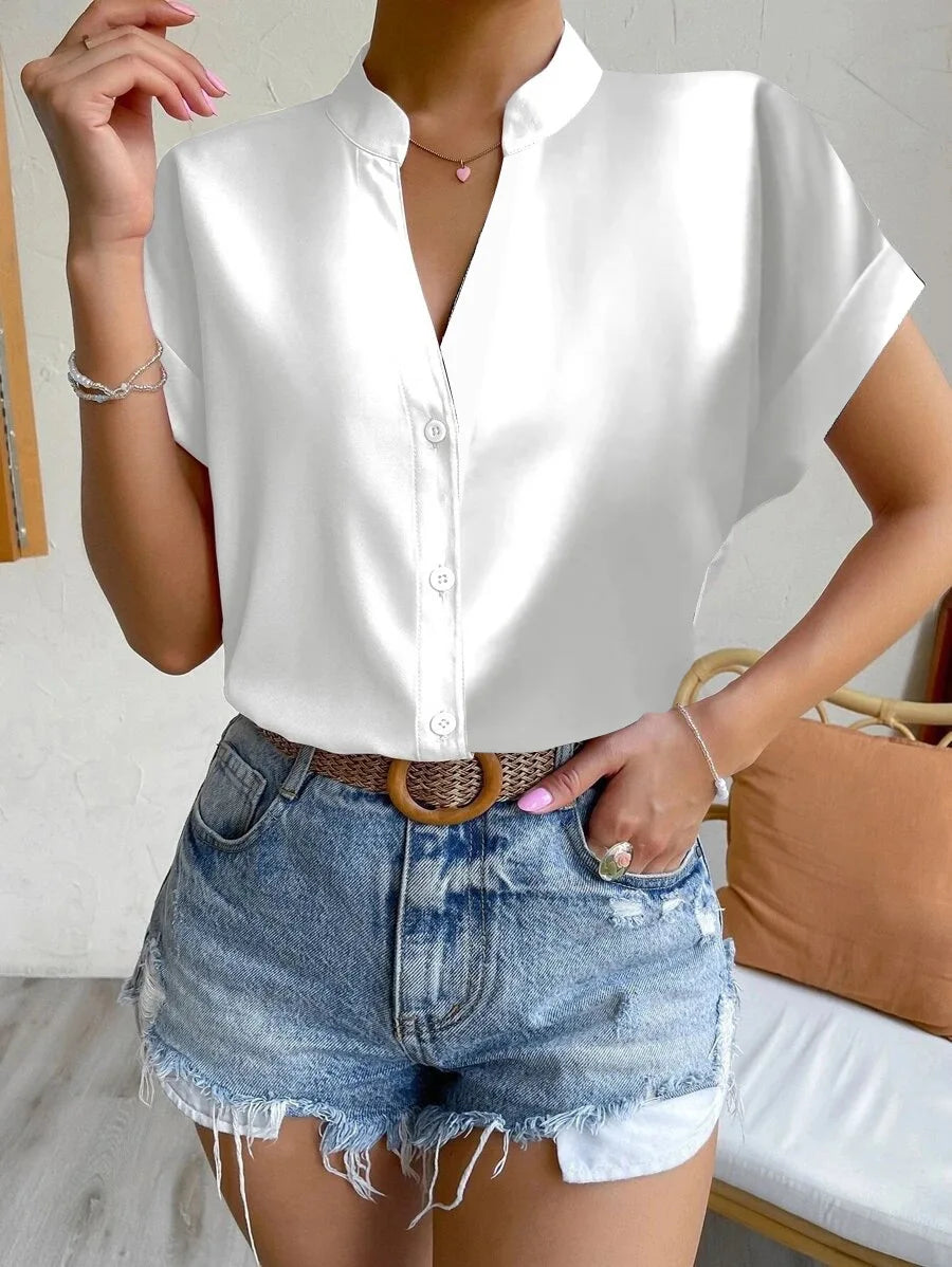 Summer Minimalist Women's V-neck Shirt