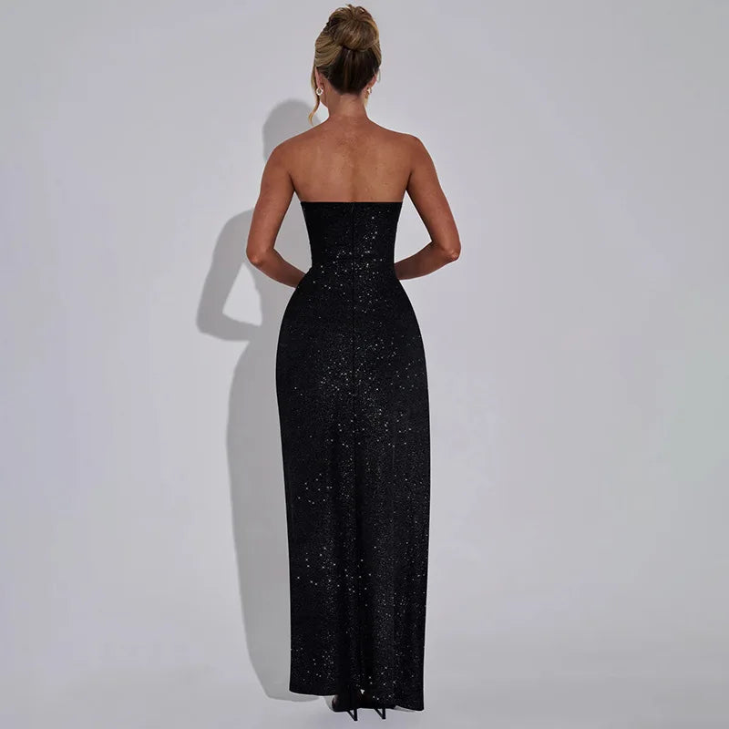 Sexy Off Shoulder Sparkly Sequin Dresses Womens Sleeveless Backless Evening