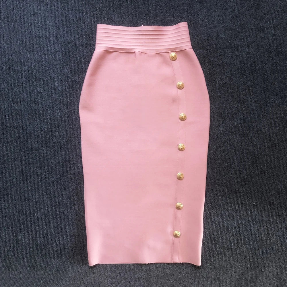 Summer Elegant Midi Pencil Skirt High Waist