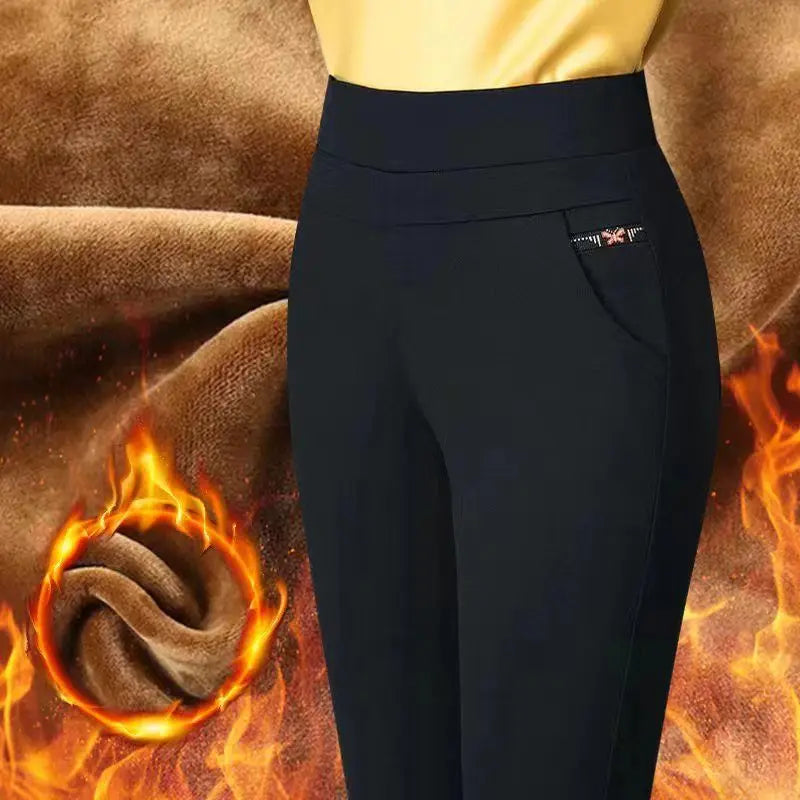 Office Lady Plus Fleece Warm Slim Pencil Pants