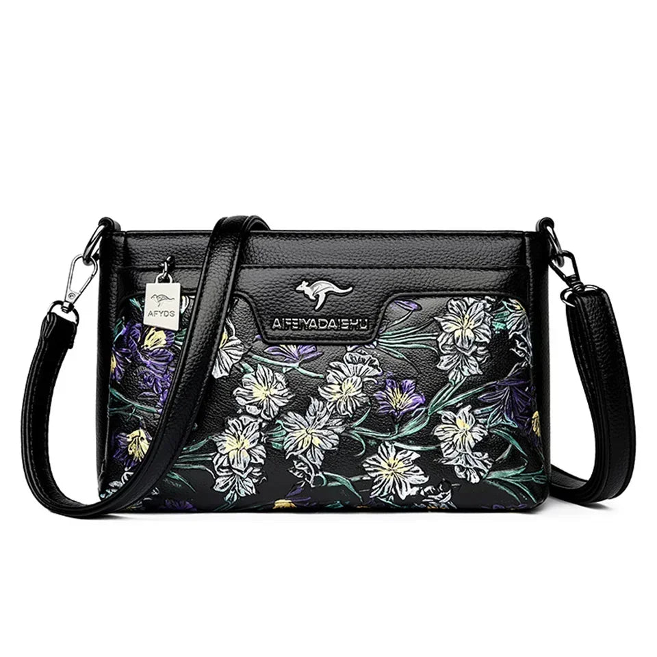 Women Floral Patterned Shoulder Bags High Quality Leather