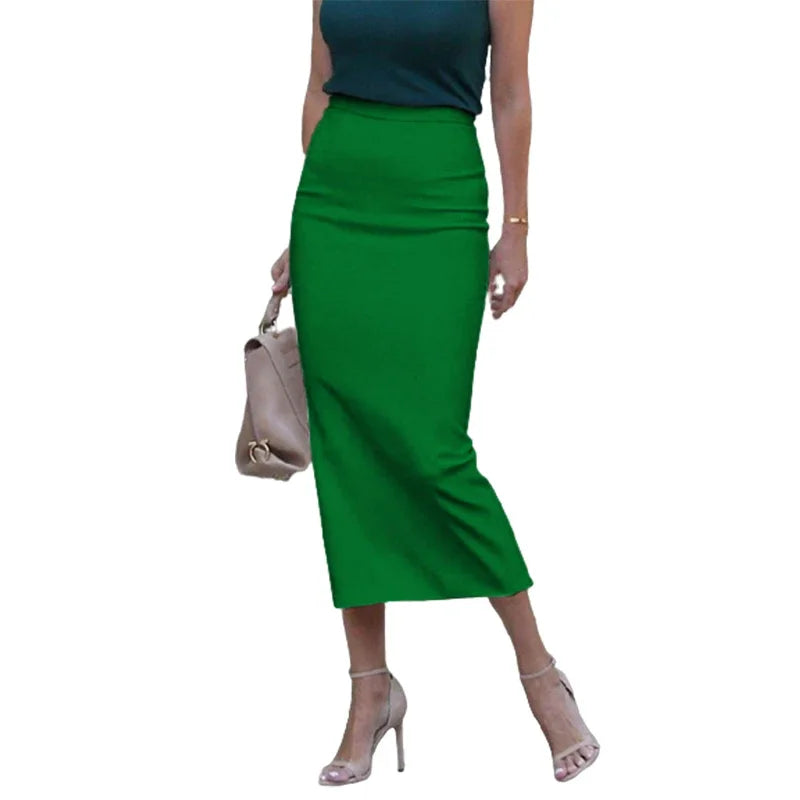 Modigirl Women High Waisted Midi Skirts Casual Work