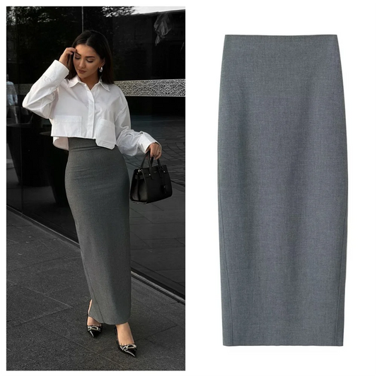 Fashion and Elegance Casual Versatile Straight Midi Long Half Skirt