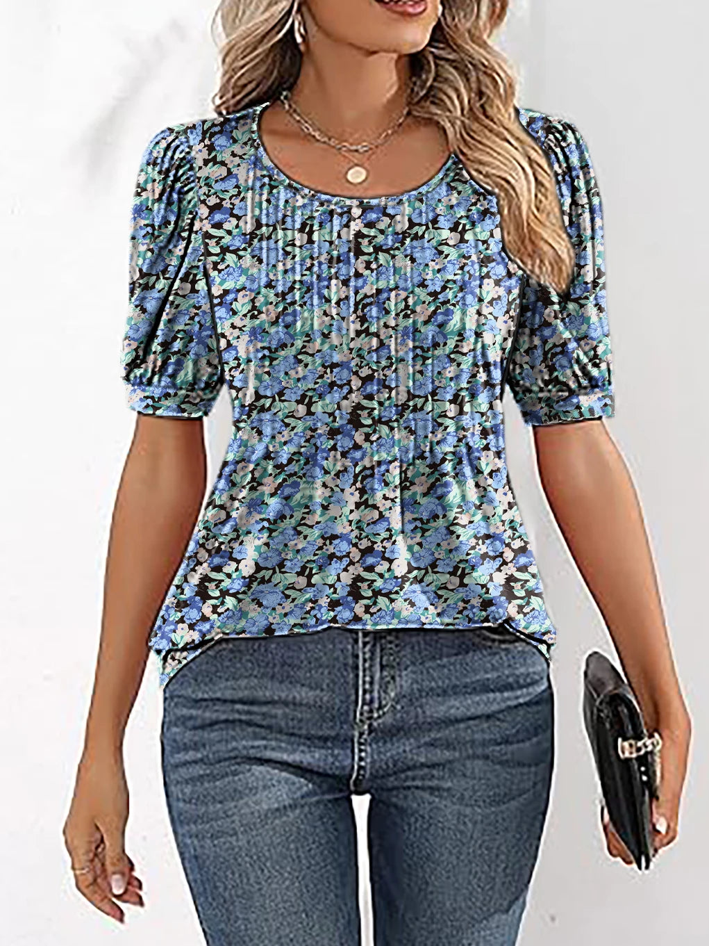 Womens Tunic Tops V Neck Shirts Short Sleeve