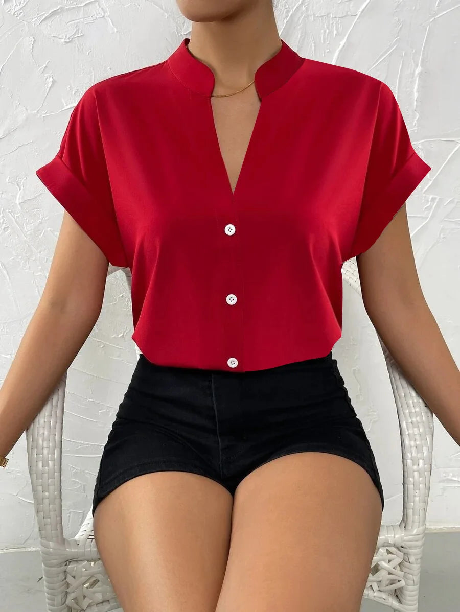 Summer Minimalist Women's V-neck Shirt