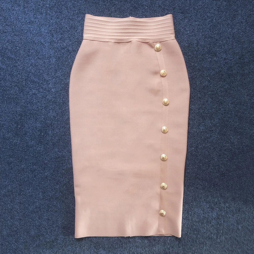 Summer Elegant Midi Pencil Skirt High Waist