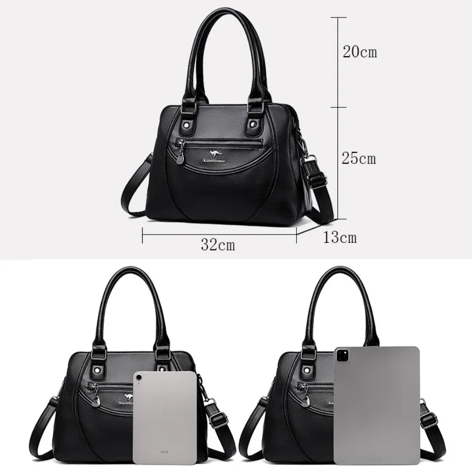 Multi-pocket Purses and Handbags Soft Leather Shoulder Bag