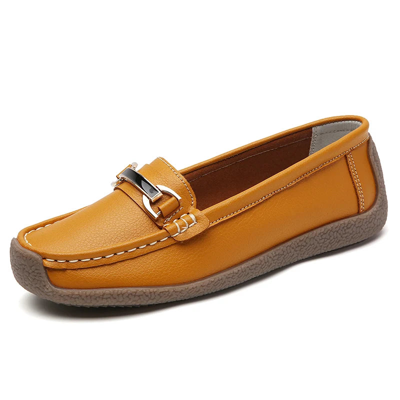 Designer Women Casual Shoes Leather Slip On Flat Shoes