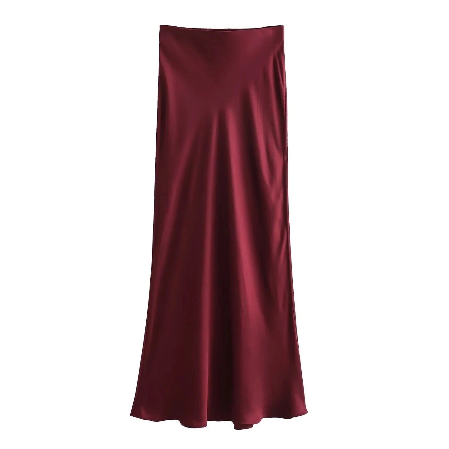 Vintage Satin Solid Long Skirts