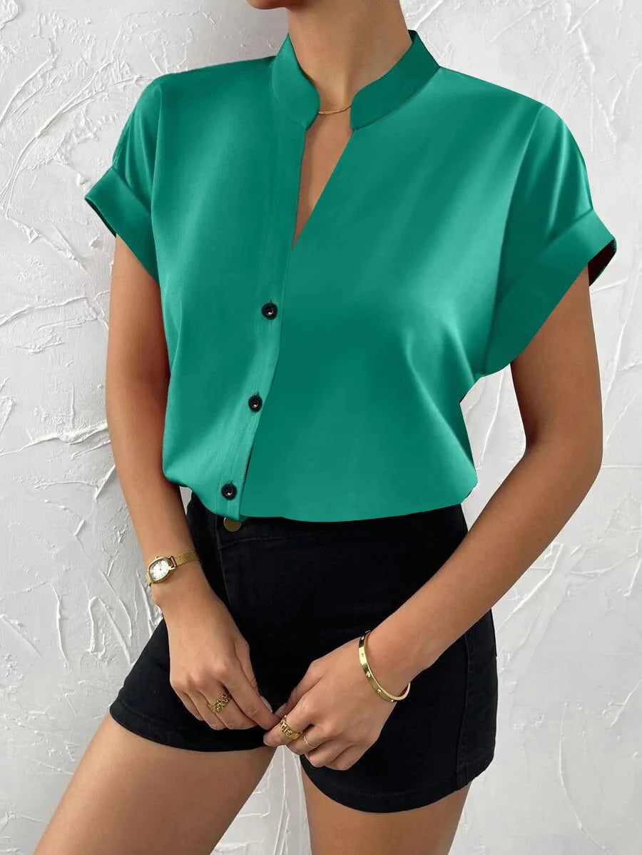 Summer Minimalist Women's V-neck Shirt