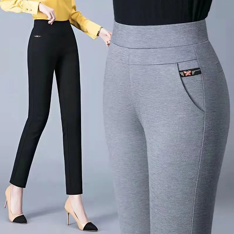 Office Lady Plus Fleece Warm Slim Pencil Pants