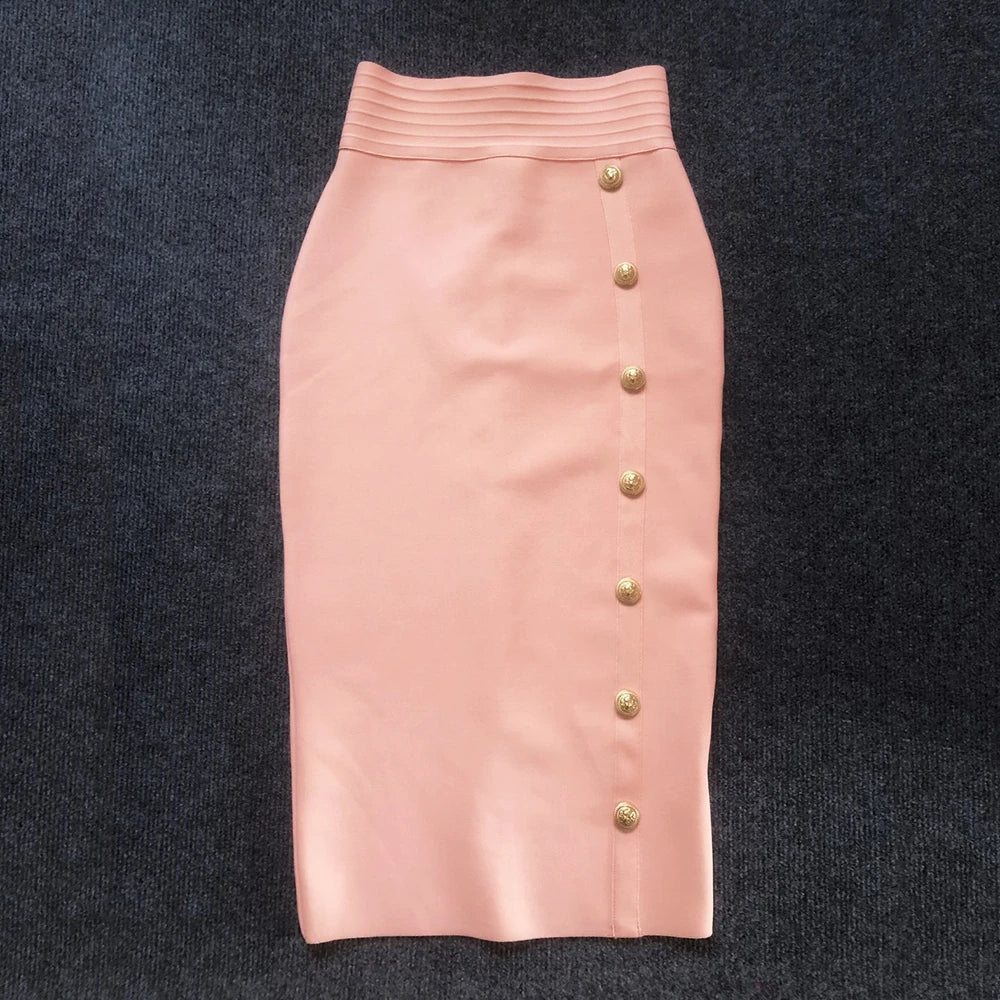 Summer Elegant Midi Pencil Skirt High Waist