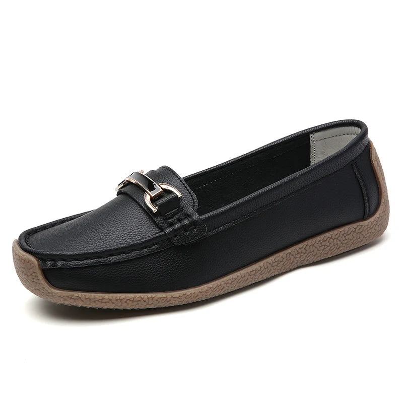 Designer Women Casual Shoes Leather Slip On Flat Shoes