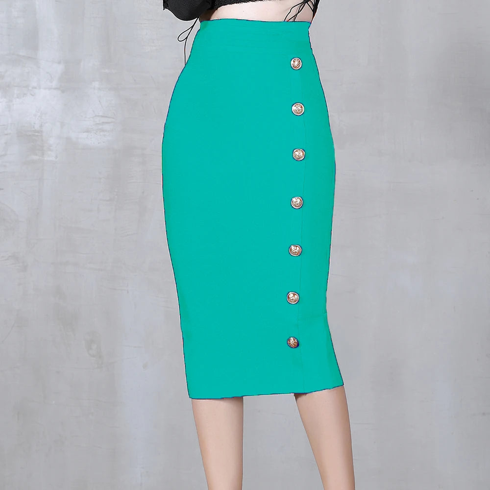 Summer Elegant Midi Pencil Skirt High Waist