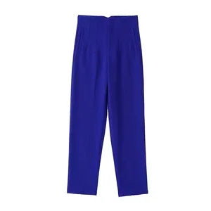 Women Elegant Solid Pencil Pants High Waist