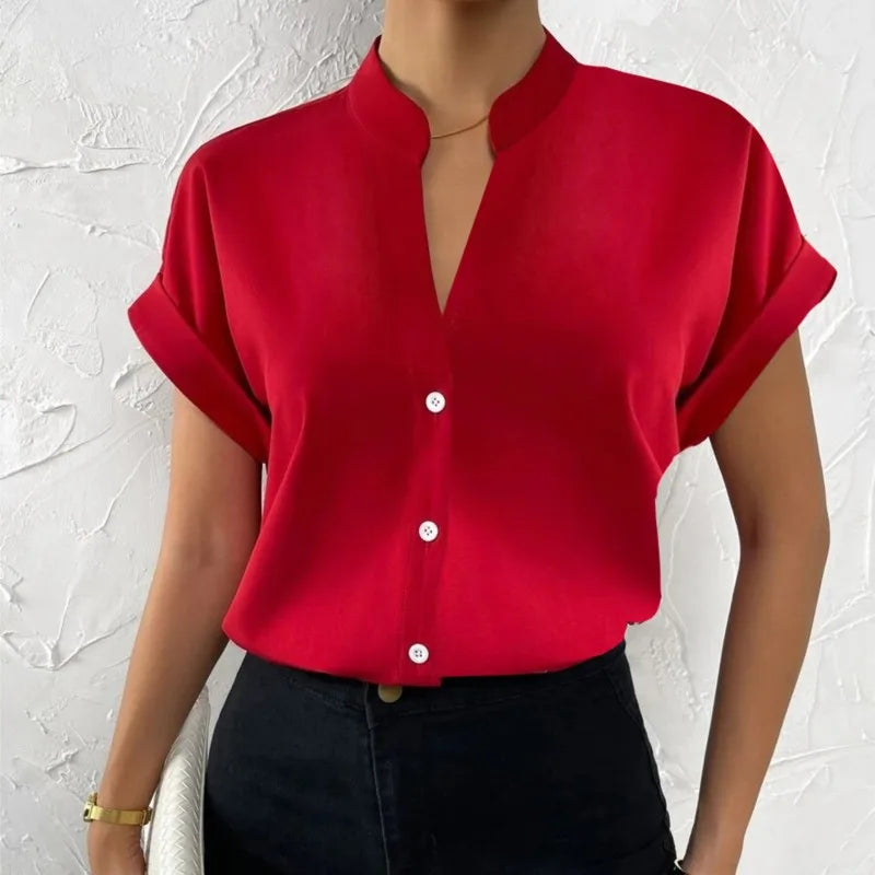 Summer Minimalist Women's V-neck Shirt