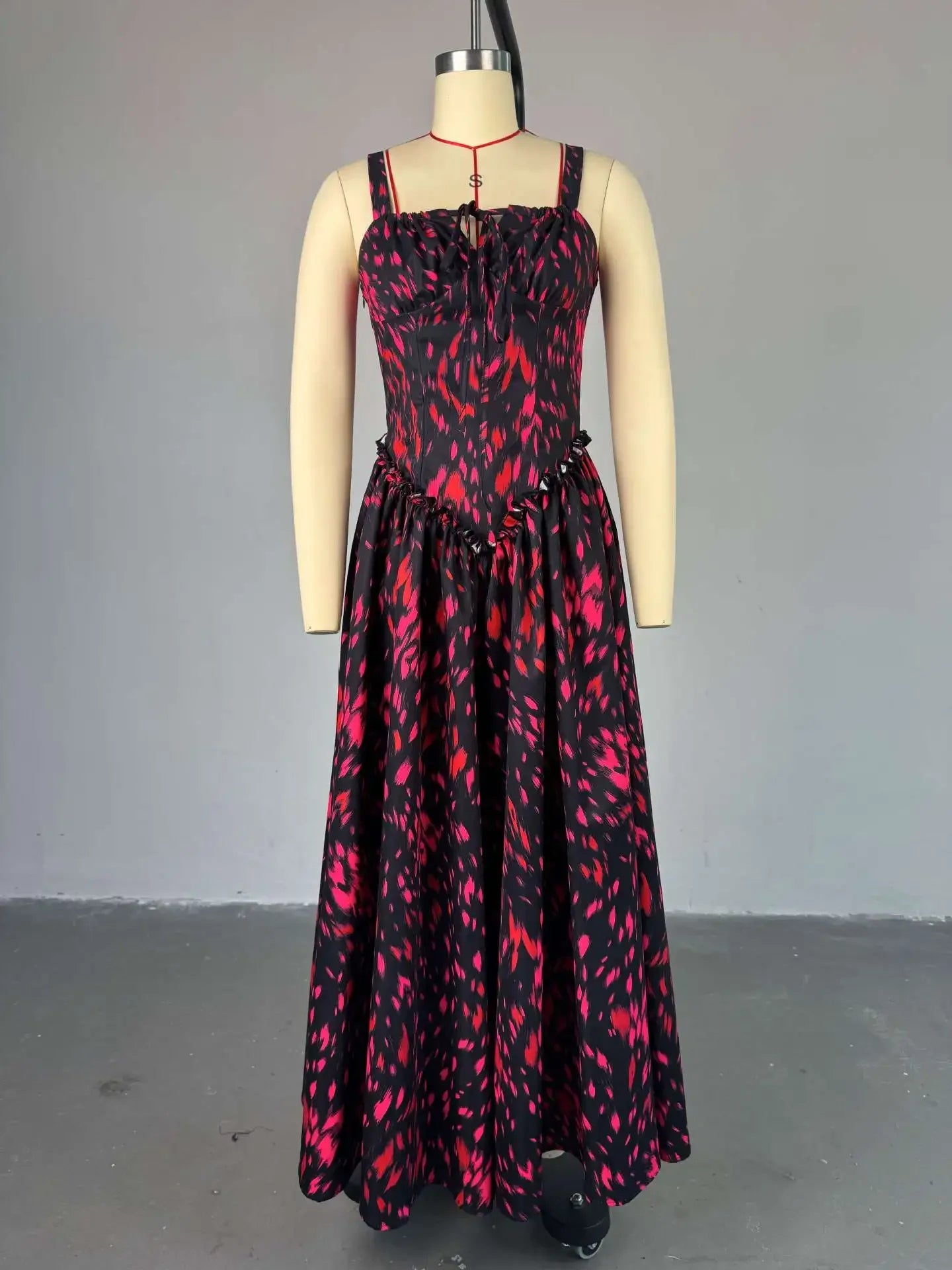 Women Sleeveless Strapless Print Slim Cute Long Maxi Dress