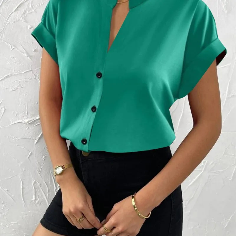 Summer Minimalist Women's V-neck Shirt