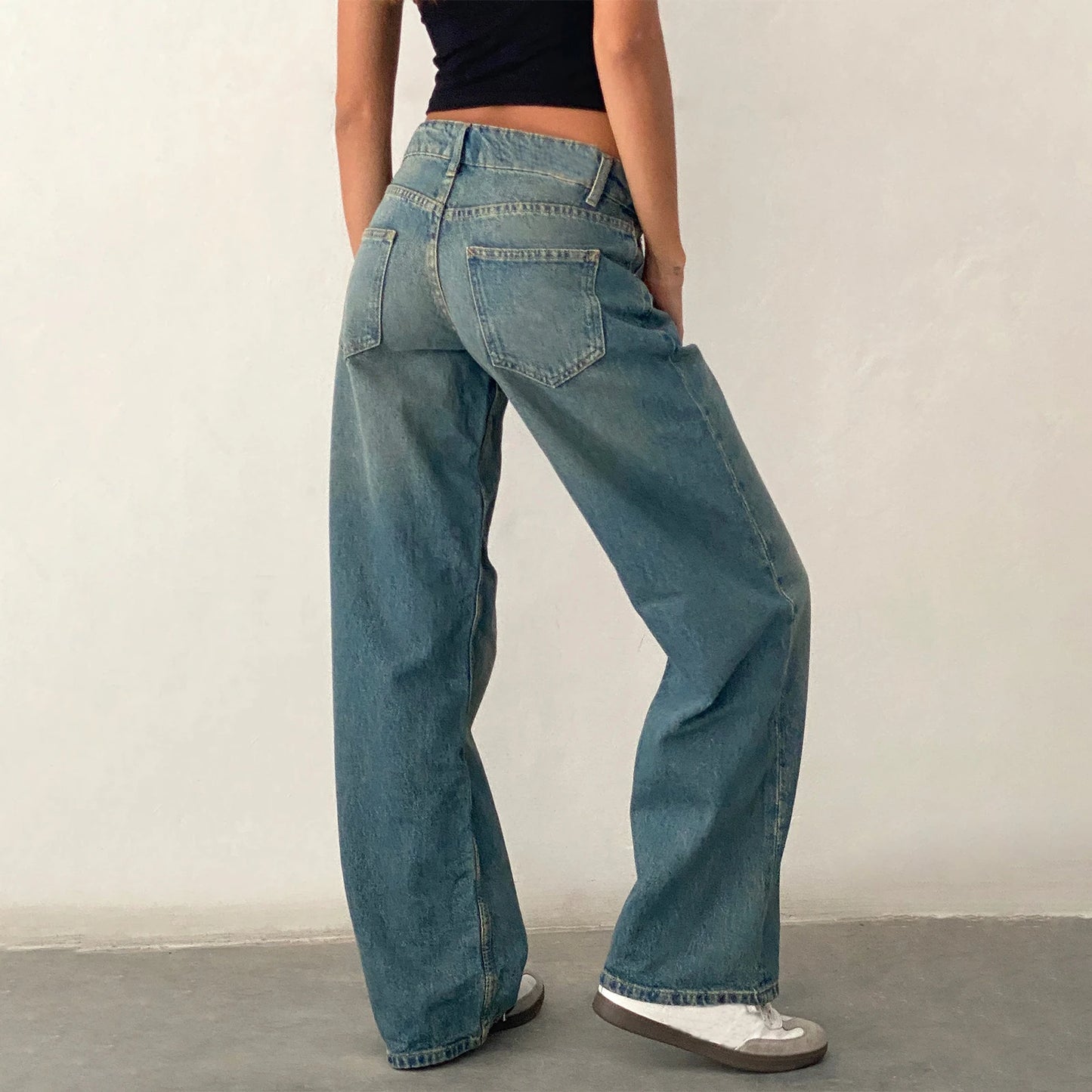 Women Vintage Aesthetic Y2k Low Rise Baggy Jeans Loose Fit