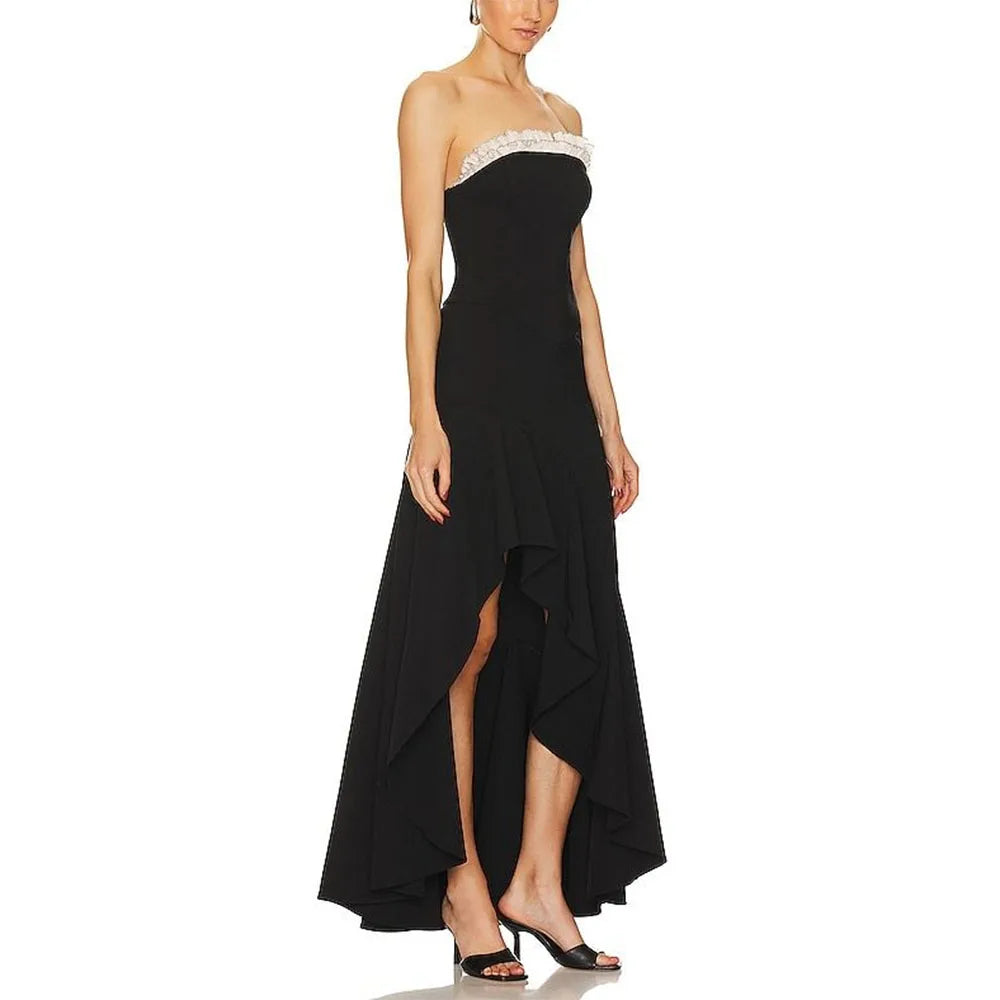 Classic Evening Dresses For Women Strapless Sleeveless