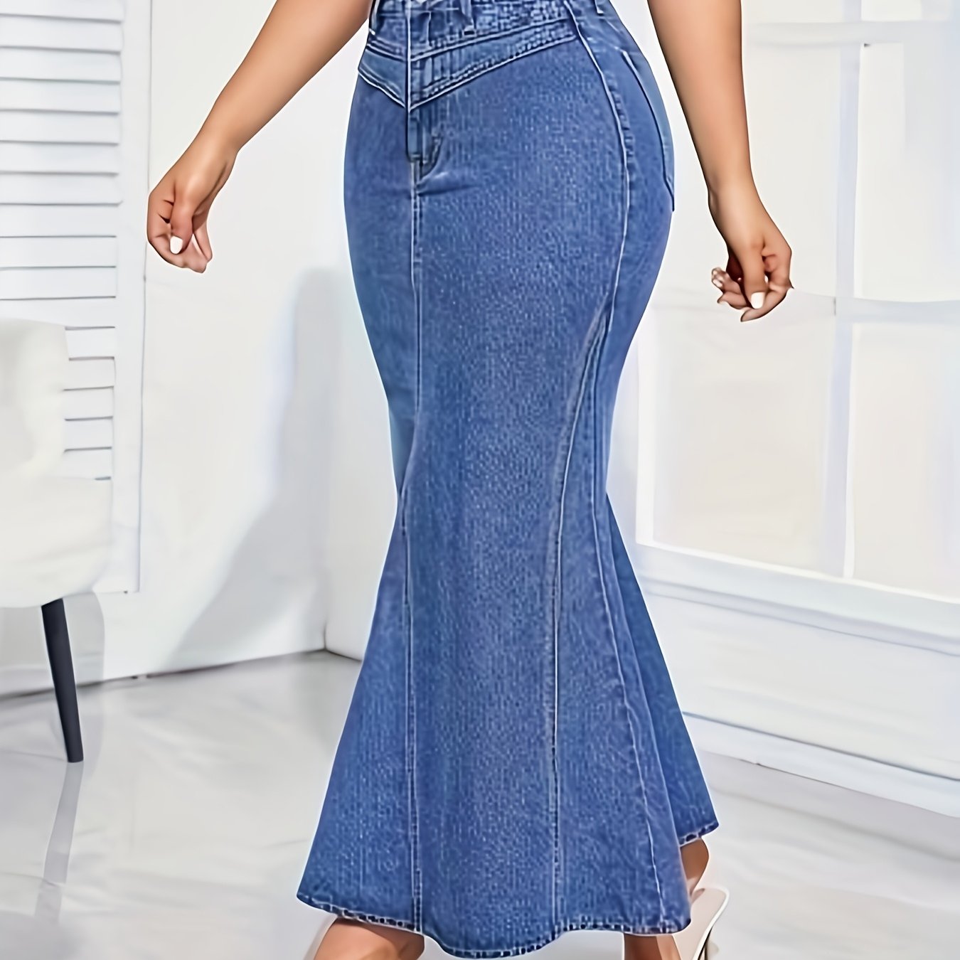 Women's Chic High-Waist Stretch Denim Mermaid Skirt