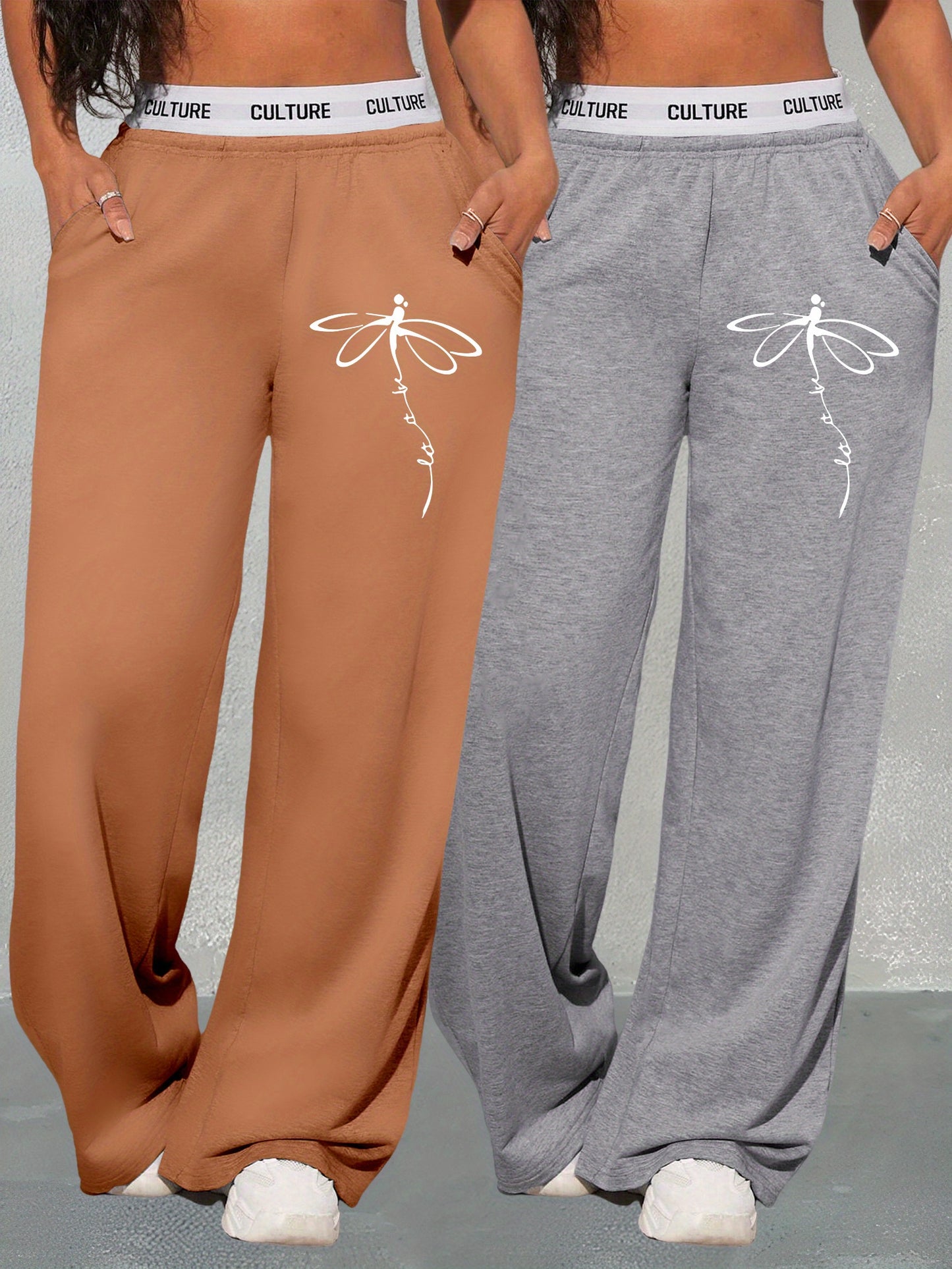 2-Pack High-Waisted Geometric Loose-Fit Sweatpants