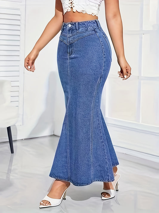 Women's Chic High-Waist Stretch Denim Mermaid Skirt