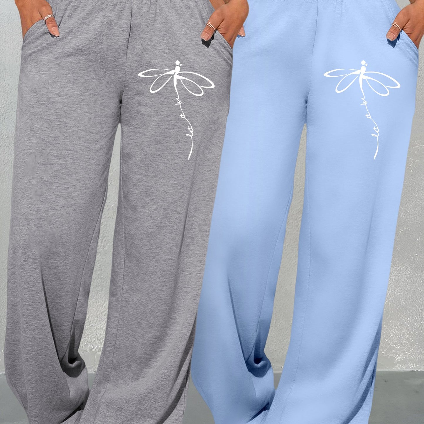 2-Pack High-Waisted Geometric Loose-Fit Sweatpants